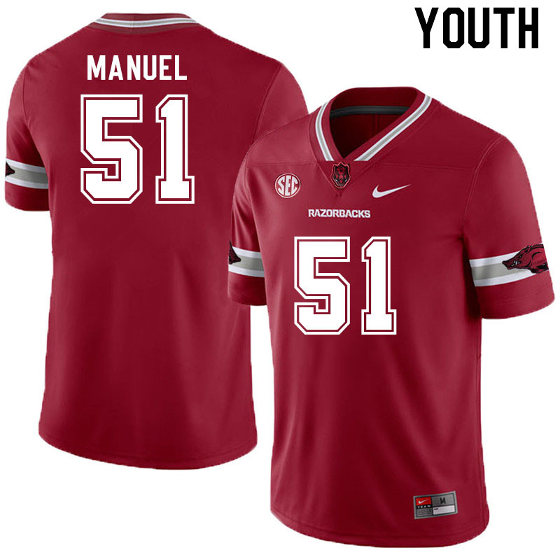Youth #51 Devon Manuel Arkansas Razorback College Football Jerseys Stitched Sale-Alternate Cardinal